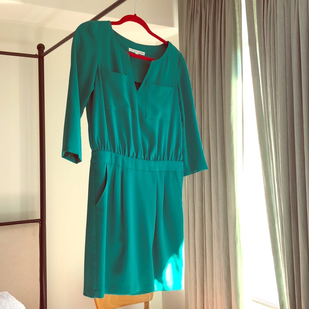 Trina turk green sheathe mini dress